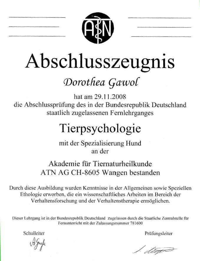 Abschlusszeugnis ATN